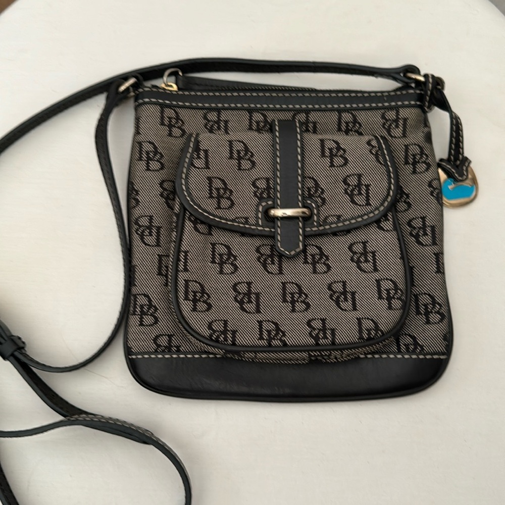 Dooney & Bourke Letter Carrier Vintage Small Canvas Monogram Crossbody Bag Flaw